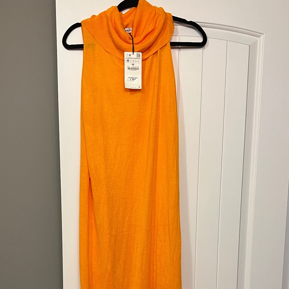 Zara knit sleeveless maxi dress orange